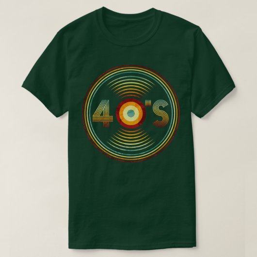 ビニール40年代ヴィンテージレトロ年誕生音楽ギフト Tシャツ (デザイン正面)