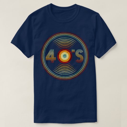 ビニール40年代ヴィンテージレトロ年誕生音楽ギフト Tシャツ (デザイン正面)
