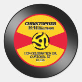 ビニール45レコードラベル個人パーソナライズされた ラウンドシール (正面)