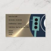 ビニール·レコード·ターンテーブル-金ゴールド、グリーン·アンド·ネービー·ブルー 名刺 (裏面)