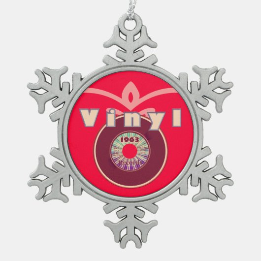ビニール！1963 45レコード スノーフレークピューターオーナメント (正面)