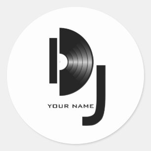 ビニールDJのステッカー ラウンドシール