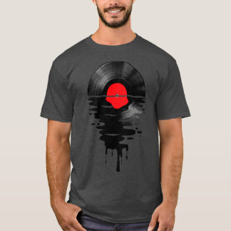 ビニールLPミュージックレコードサンセットレッドベビーボディスーツ Tシャツ