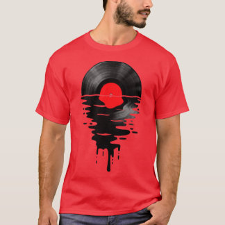 ビニールLPミュージックレコードサンセットレッド Tシャツ