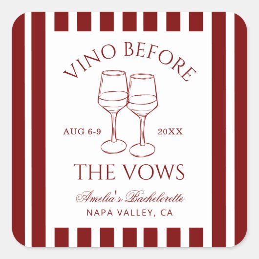 ビノウィザヴォーズバチェロレッテ週末 スクエアシール (正面)