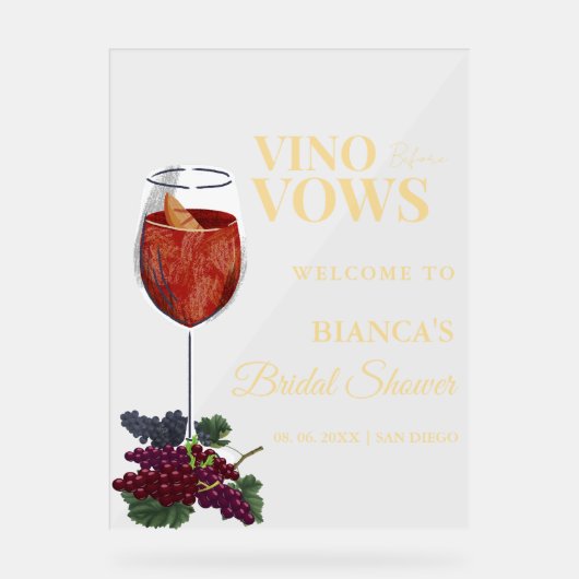 ビノウィザヴォーズブライダルシャワーウェルカムサイン アクリルサイン (正面)