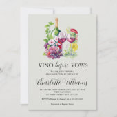 ビノウィズウォウズウォーターカラーワインブライダルシャワー 招待状 (正面)