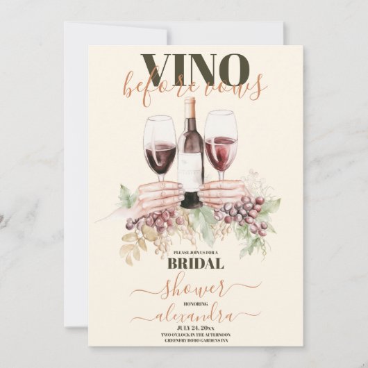 ビノウィズピンクワインテイスティングブライダルシャワー 招待状 (正面)