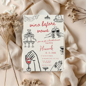 ビノウィズフォーズハンドドロードレッドブライダルシャワー 招待状