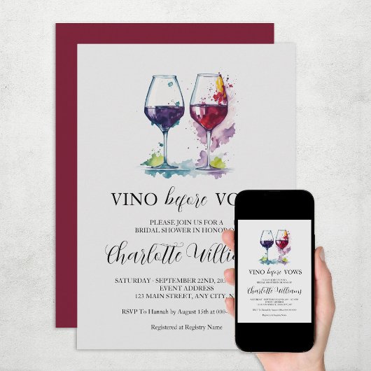 ビノウィーブウズウォーター色ブライダルシャワー 招待状