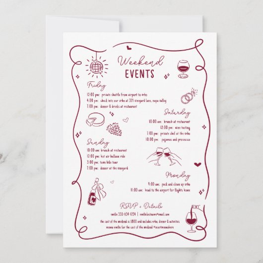 ビノウィーブウズバチェロレッテ旅程&招待状 招待状 (裏面)