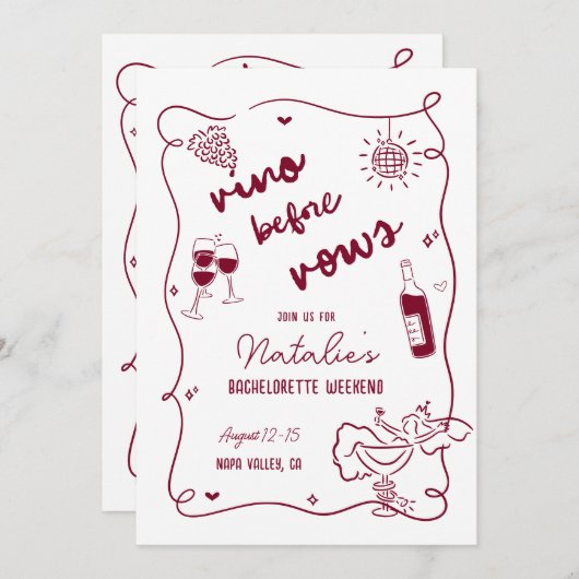 ビノウィーブウズバチェロレッテ旅程&招待状 招待状 (正面/裏面)