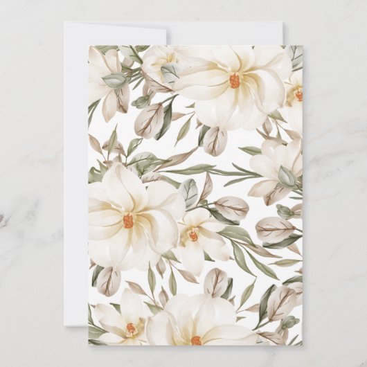 ビノウィーブスモダンホワイトフローラブライダルシャワー 招待状 (裏面)