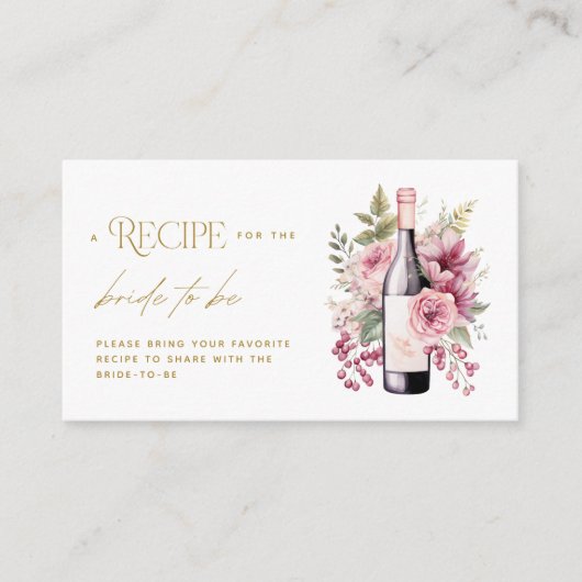 ビノウィーブーエレガントレシピカードブライダルシャワー エンクロージャーカード (正面)