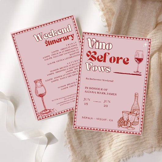 ビノウィーブーズバチェロレッテ週末の日程 招待状