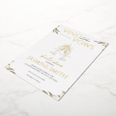 ビノウィーブーズ金ゴールドホワイトフローラブライダルシャワー 箔招待状 (回転した状態)