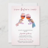 ビノビウーモダンブズ赤面ピンクブライダルシャワー 招待状 (正面)