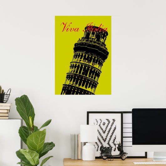 ビバイタリア傾いた塔のピサイタリア旅行アート ポスター (ホームオフィス)