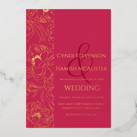 ビバエレガントマゼンダ結婚ーの金箔招待状 箔招待状 (正面)