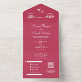 ビバエレガントミニマルモダンマゼンタイスラムNikah オールインワン招待状 (内側)