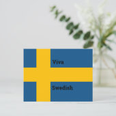 ビバカスタマイズスウェーデンフラグデザイン ポストカード (スタンド正面)