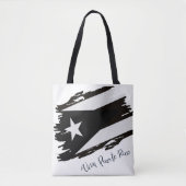 ビバプエルトリコ黒白国旗 トートバッグ (正面)