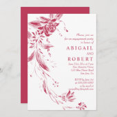 ビバマジェンタピンクの花の結婚式婚約パーティー 招待状 (正面/裏面)