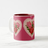 ビバマジェンタローズ ハート ヴィンテージ バレンタイン ツートーンマグカップ (正面左)