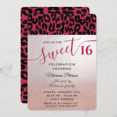 ビバマジェンタ クール トレンディ レオパード スイート16 招待状 (正面/裏面)