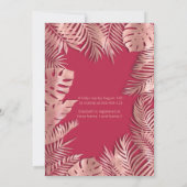 ビバマジェンタ ローズゴールド トロピカルリーフ ロマンチック 招待状 (裏面)