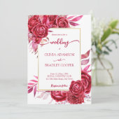 ビバマゼンタクリムゾンバーガンディ花バラ 招待状 (スタンド正面)