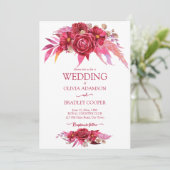 ビバマゼンタクリムゾンバーガンディ花バラ 招待状 (スタンド正面)