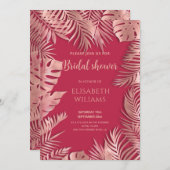 ビバマゼンタバラ金ゴールドトロピカルロマンティック 招待状 (正面/裏面)