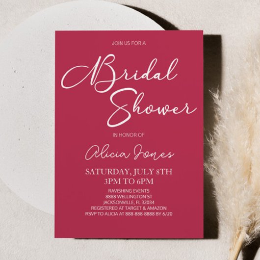 ビバマゼンタミニマルエレガントブライダルシャワー 招待状