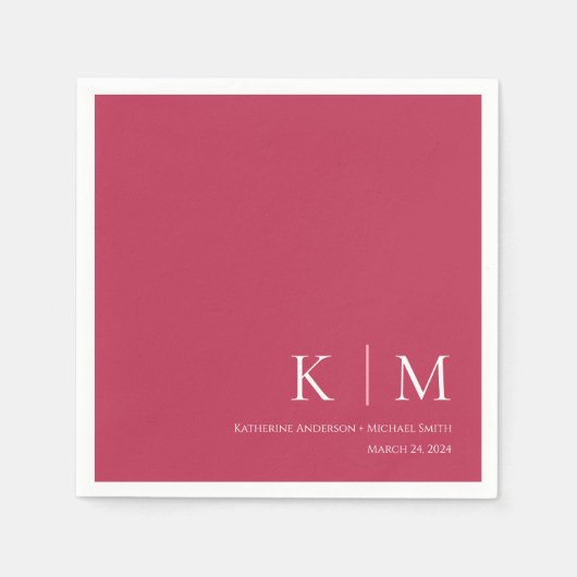 ビバマゼンダ結婚と白 –  スタンダードカクテルナプキン (正面)