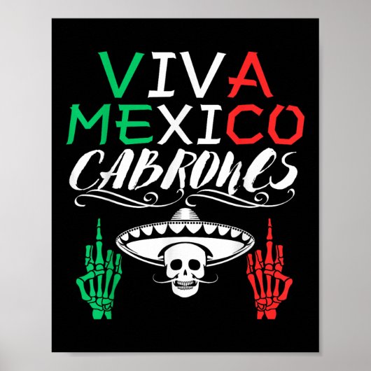 ビバメキシコカバロネス独立記念日メキシコ国旗 ポスター (正面)