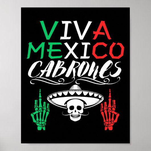 ビバメキシコカバロネス独立記念日メキシコ国旗 ポスター (正面)