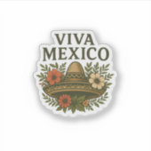 ビバメキシコフローラソンブレロイラストレーション シール (正面)