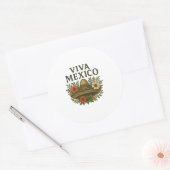 ビバメキシコフローラソンブレロイラストレーション ラウンドシール (封筒)