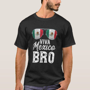 ビバメキシコブロサングラスメキシコ国旗のプライド Tシャツ