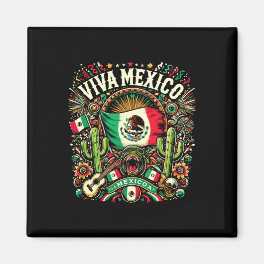 ビバメキシコ独立記念日メキシコ国旗メキシコ マグネット (正面)