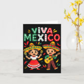 ビバメキシコ ギター少年少女 メキシコ独立記念日 カード (黄色い花)