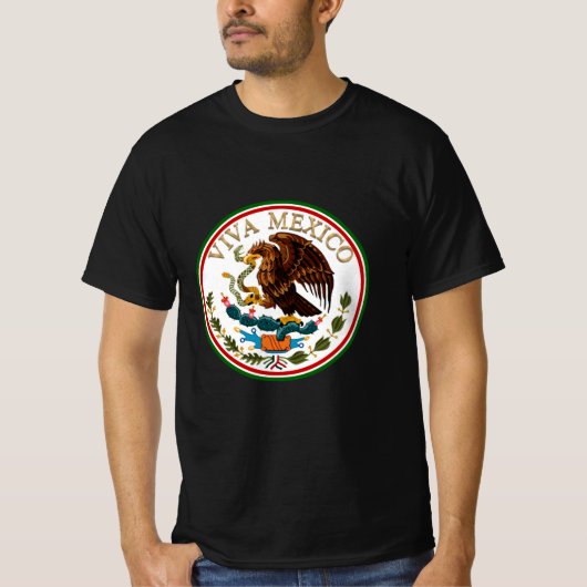ビバメキシコ（メキシコ国旗からイーグル） Tシャツ (正面)