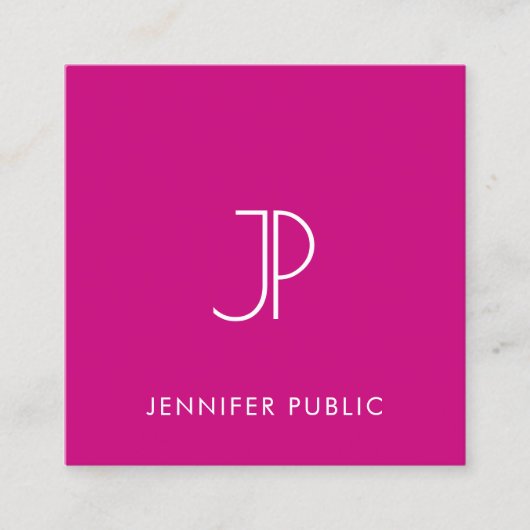 ビバモダンマエレガントゼンタモノグラムイニシャル スクエア名刺 (正面)