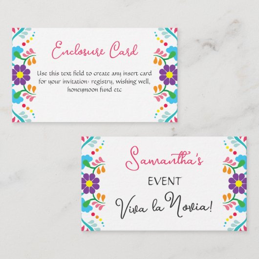 ビバラノビアメキシカンデスペディダバッシュブライダルシャワー エンクロージャーカード (正面/裏面)