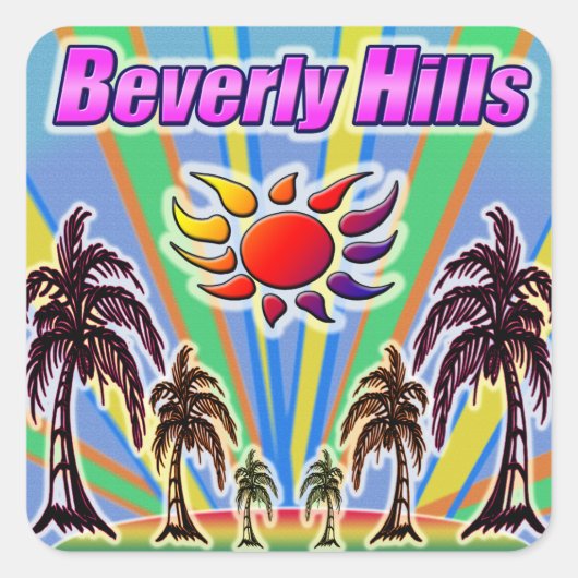 ビバリーヒルズサマーラブステッカー スクエアシール (正面)