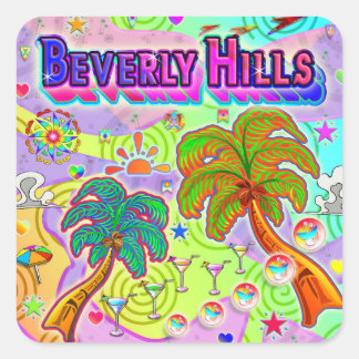 ビバリーヒルズバケーションターゲットステッカー スクエアシール
