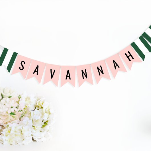 ビバリーヒルズピンク&グリーンパーティーホノレ バンティングフラッグ