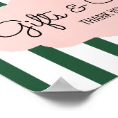 ビバリーヒルズピンク&グリーンブライダルシャワーギフトサイン ポスター (角)