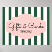 ビバリーヒルズピンク&グリーンブライダルシャワーギフトサイン ポスター (正面)